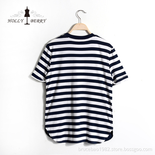 New Stylish Autumn Short Sleeve Striped Custom Sweatshirt